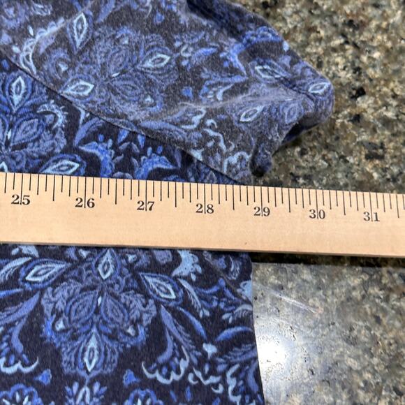 Roamans Womens Top Plus 2X 26 / 28 Blue Paisley Short Sleeve All Over Print FLAW - Picture 6 of 7